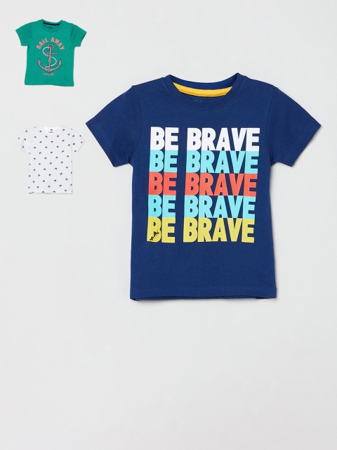 

max Boys Pack of 3 White Printed Round Neck T-shirt