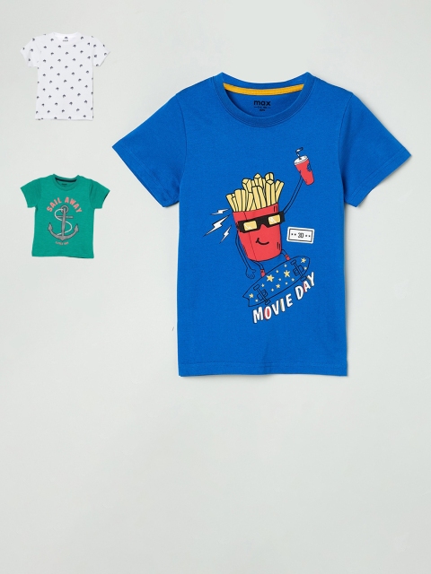 

max Boys Pack of 3 White Printed Round Neck T-shirt