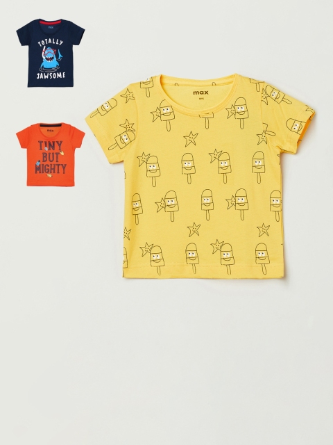 

max Boys Multicoloured Pack of 3 Printed T-shirt, Multi