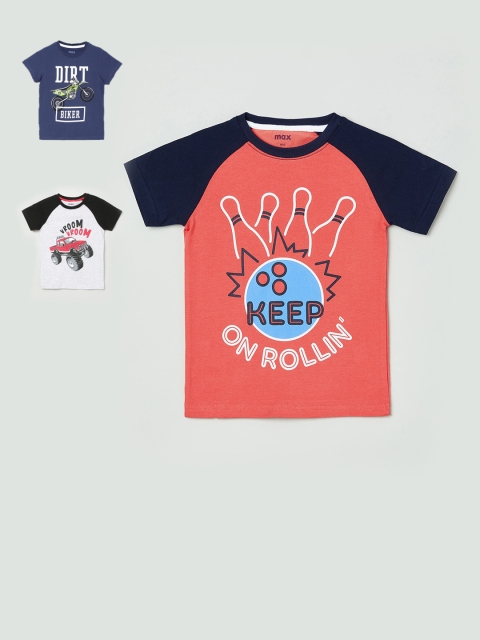 

max Boys Pack Of 3 Printed Round Neck T-shirt, Multi
