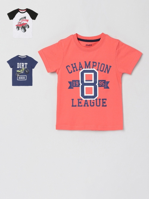 

max Boys Pack of 3 Coral Printed Round Neck T-shirt