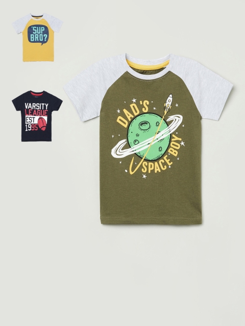 

max Boys Pack Of 3 Printed Round Neck T-shirts, Yellow