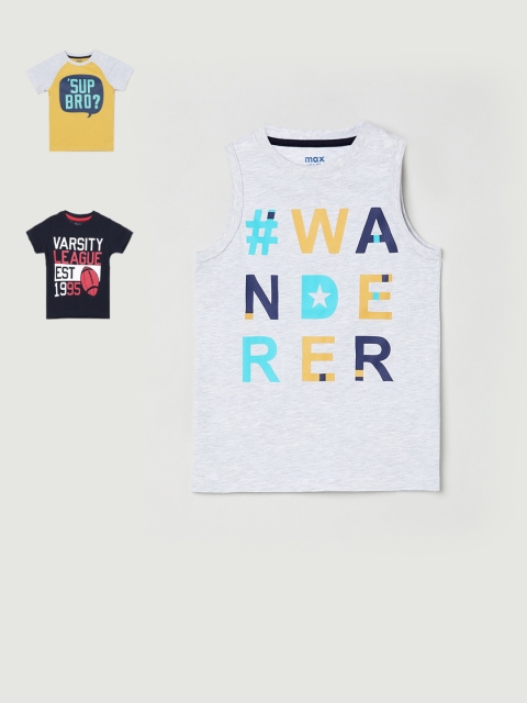 

max Boys Multicoloured Pack of 3 Printed T-shirt, Multi