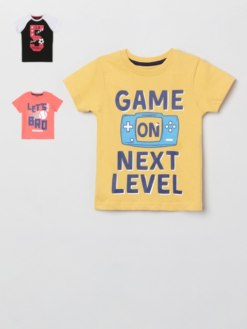 

max Boys Pack of 3 Black Printed Round Neck T-shirt