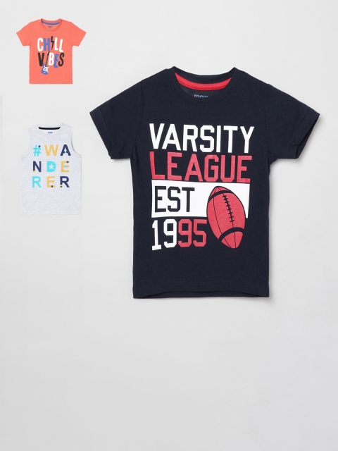 

max Boys Pack Of 3 Printed T-Shirts, Grey