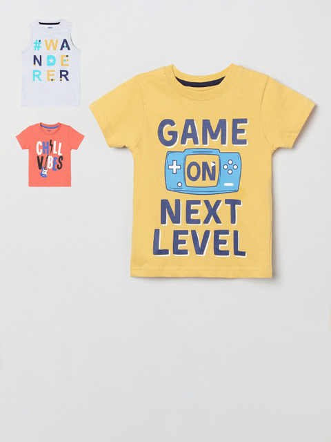 

max Boys Pack of 3 Grey Printed Round Neck T-shirt