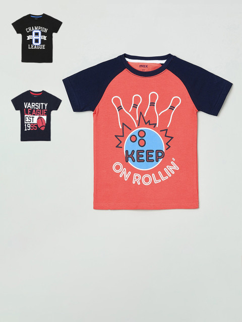 

Max Boys Multicoloured Pack of 3 Printed T-shirt, Multi