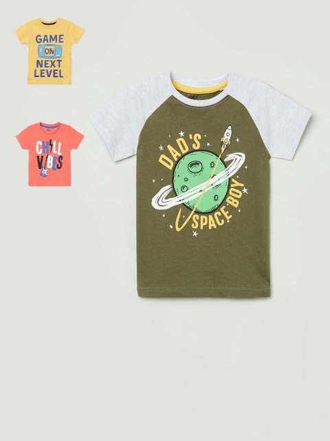 

max Boys Pack of 3 Yellow Printed Round Neck T-shirt