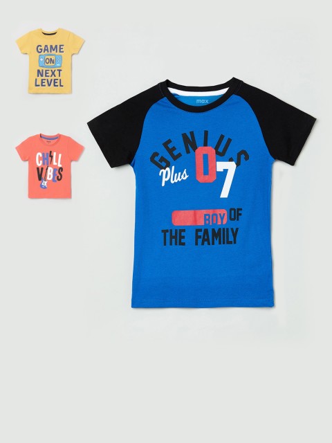 

max Boys Multicoloured Pack of 3 Printed T-shirt, Multi