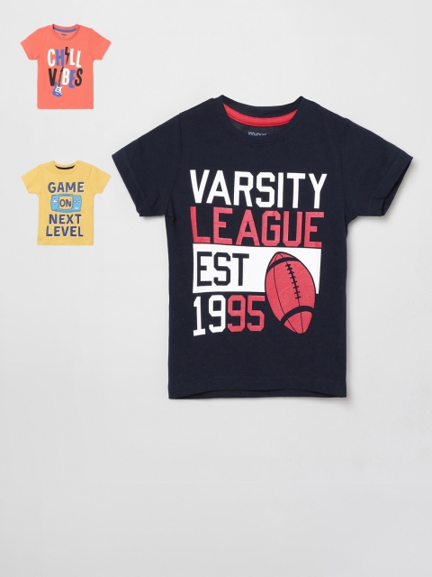 

max Boys Pack Of 3 Printed Round Neck T-shirt, Multi