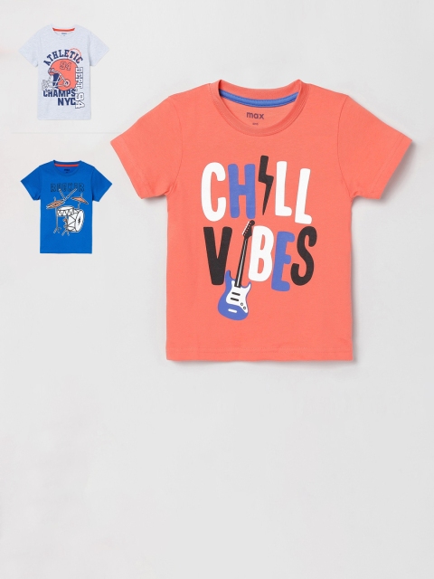 

max Boys Pack of 3 Grey Printed Round Neck T-shirt