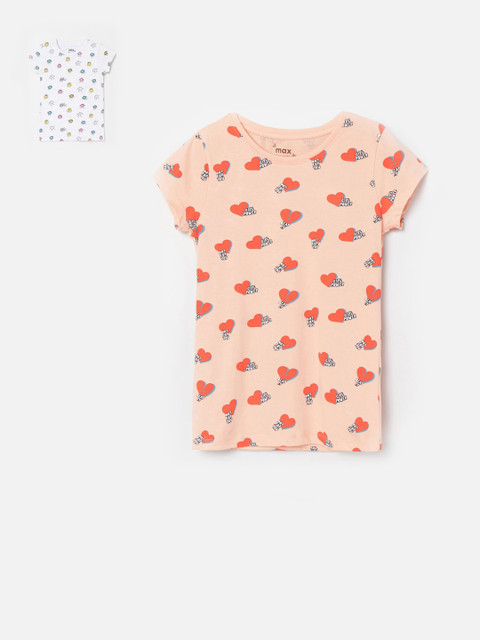 

max Girls Multicoloured Pack of 2 Printed T-shirt, Multi