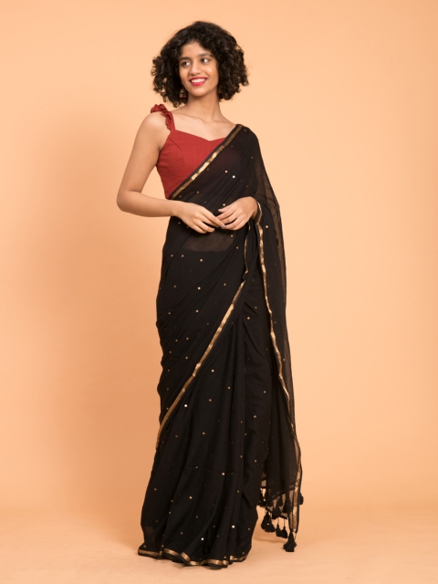 

Suta Black Embellished Pure Cotton Saree