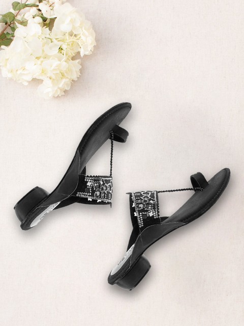 

Metro Women Black Embellished Block Heels