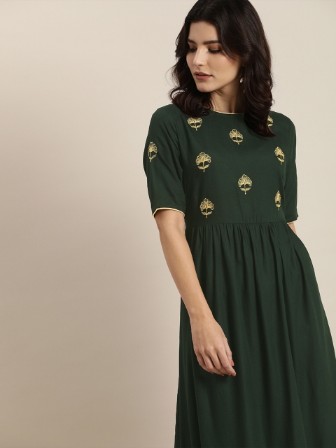 

all about you Green Floral Embroidered Maxi Dress