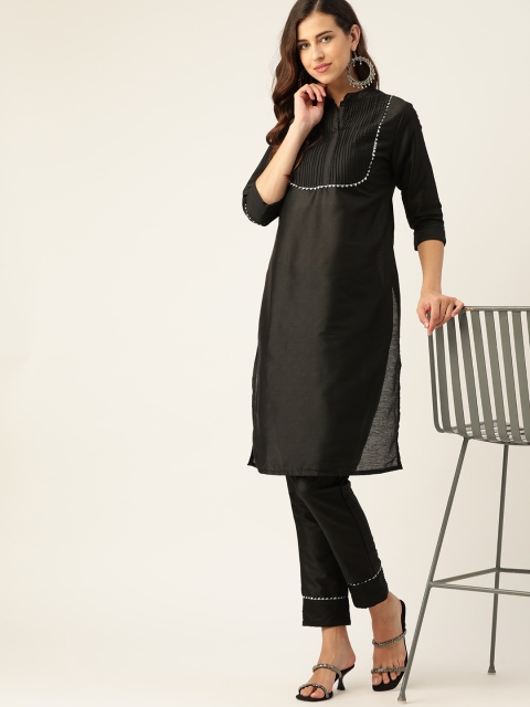 

all about you Women Black Gotta Patti Kurta with Trousers