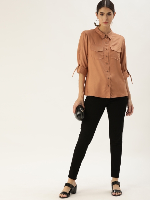 

Chemistry Women Brown Solid Casual Shirt
