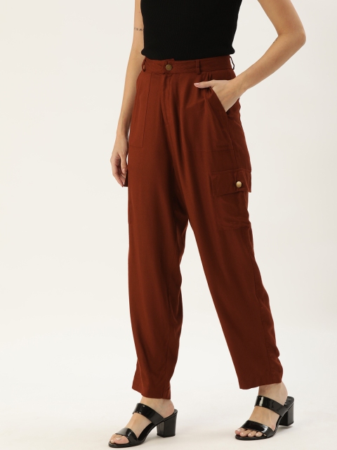 

Chemistry Women Maroon High-Rise Regular Trousers