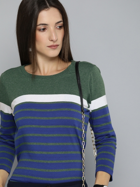 

Chemistry Women Green & Blue Striped T-shirt
