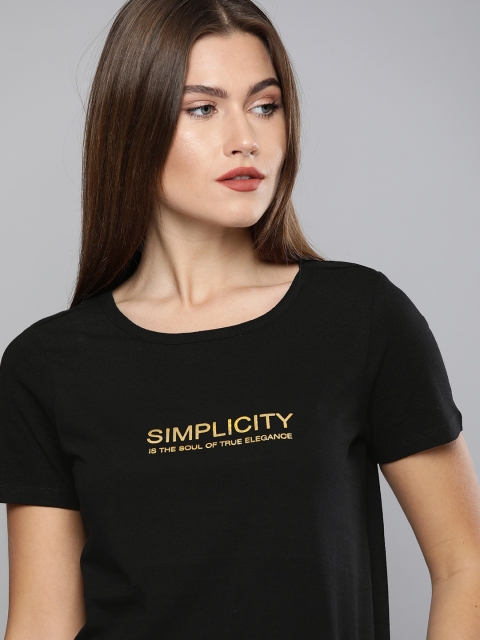

Chemistry Women Black Typography Printed T-shirt