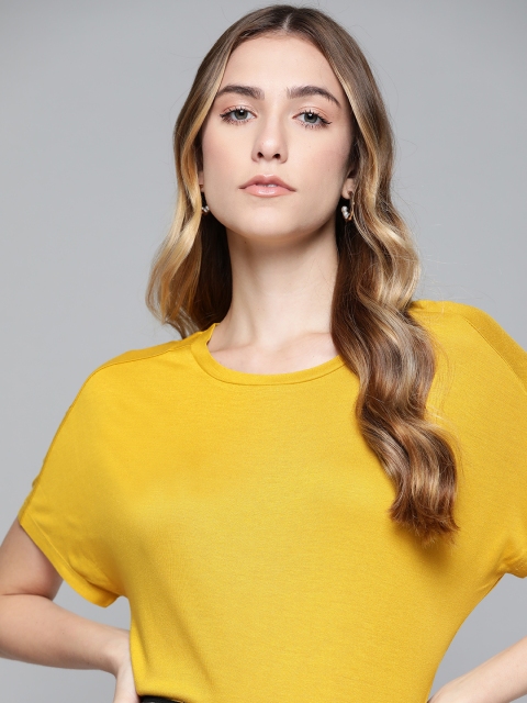 

Chemistry Women Mustard Yellow Boxy T-shirt