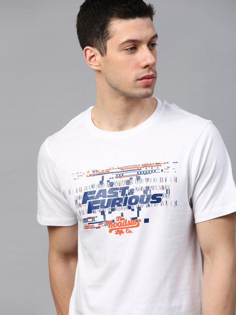 

Roadster Men Fast and Furious White Printed Graphic T-shirt