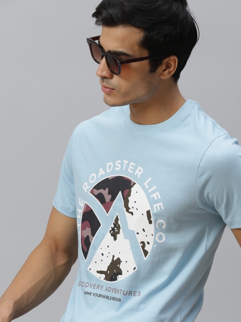 

Roadster x Discovery Adventures Men Blue Graphic T-shirt with Anti Microbial Finish