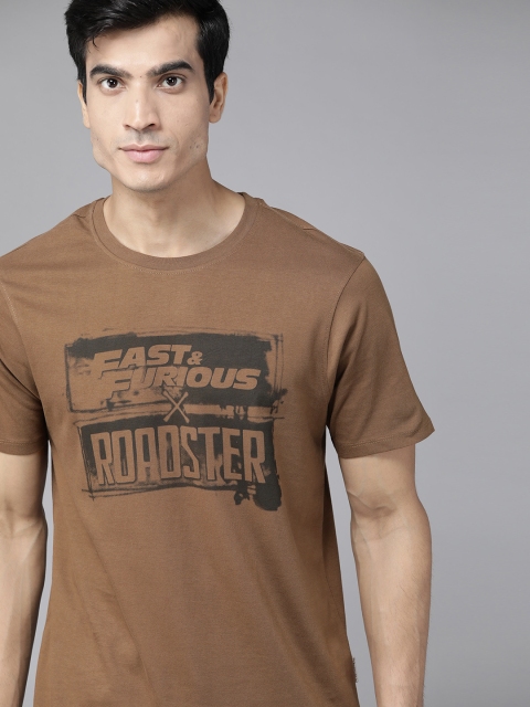 

Roadster Men Fast and Furious Coffee Printed Graphic Pure Cotton T-shirt, Brown