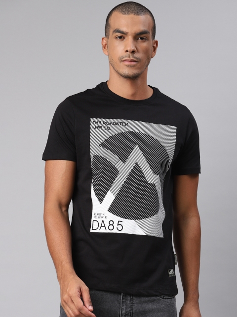 

Roadster x Discovery Adventures Men Black Cotton T-shirt with Anti Microbial Finish