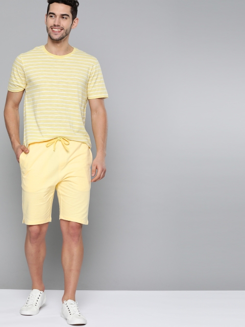

M&H Easy Men Yellow Solid Pure Cotton Regular Fit Shorts
