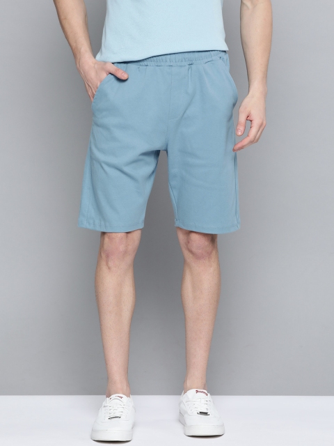 

M&H Easy Men Blue Pure Cotton Solid Regular Shorts