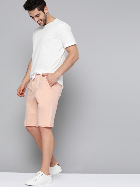 

M&H Easy Men Peach-Coloured Solid Cotton Regular Fit Shorts