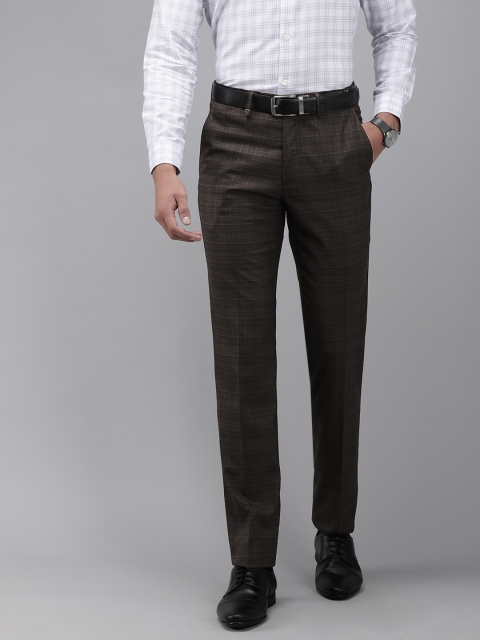 

Van Heusen Men Brown Slim Fit Checked Formal Trousers