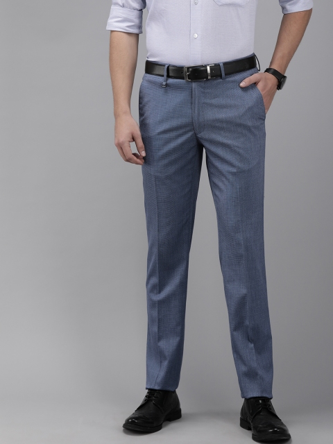 

Van Heusen Men Blue Solid Slim Fit Formal Trousers