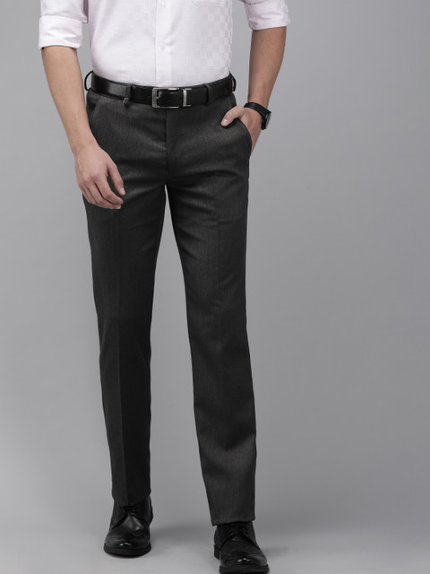 

Van Heusen Men Charcoal Grey Slim Fit Solid Formal Trousers