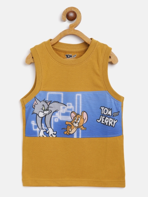 

Eteenz Boys Mustard Yellow & Blue Cotton Tom & Jerry Print T-shirt