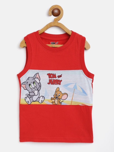 

Eteenz Boys Red & Blue Cotton Tom & Jerry Print T-shirt