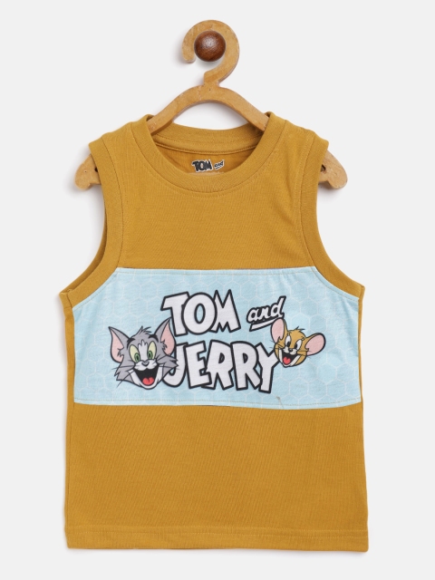 

Eteenz Boys Mustard Yellow & Blue Cotton Tom & Jerry Print T-shirt