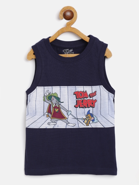 

Eteenz Boys Navy Blue & Red Cotton Tom & Jerry Print T-shirt