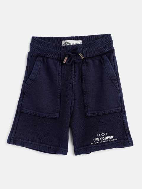 

Lee Cooper Boys Navy Blue Pure Cotton Solid Regular Fit Shorts