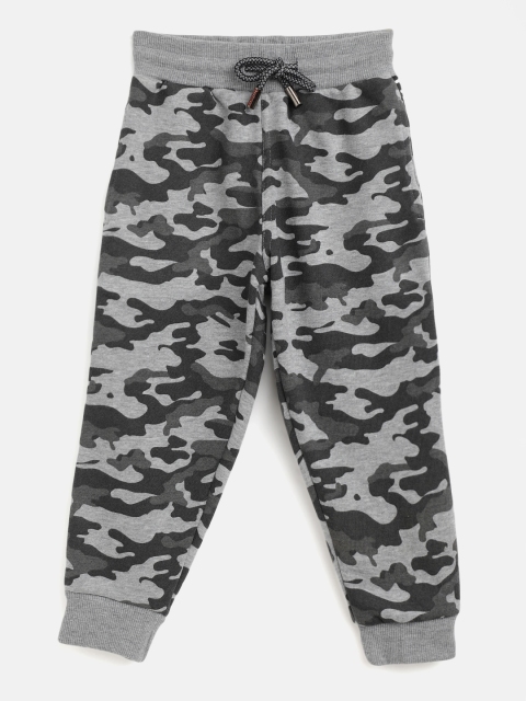 

Lee Cooper Boys Grey & Black Camouflage Print Cotton Joggers