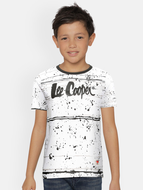 

Lee Cooper Boys White & Black Printed Pure Cotton T-shirt