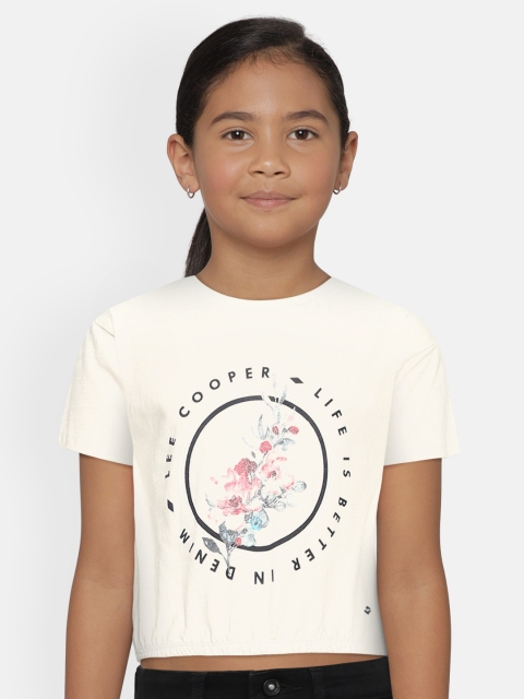 

Lee Cooper Girls White Printed Pure Cotton T-shirt
