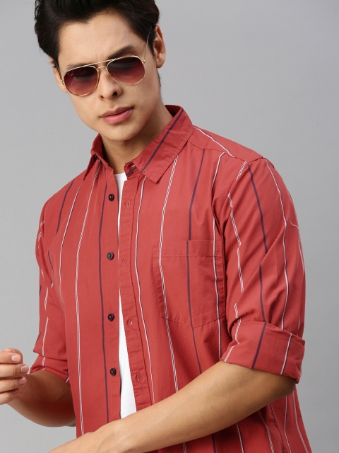 

Harvard Men Orange Striped Casual Shirt