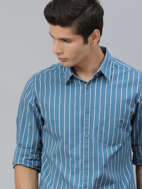 

Harvard Men Blue Pure Cotton Striped Casual Shirt