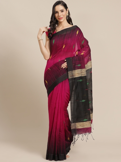 

Kalakari India Magenta & Black Woven Design Ikat Saree