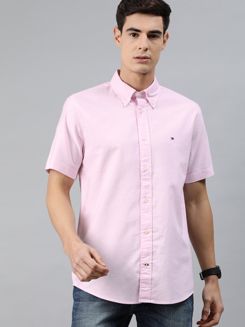 

Tommy Hilfiger Men Pink Regular Fit Solid Organic Cotton Casual Shirt