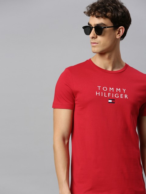 

Tommy Hilfiger Men Red Embroidered Round Neck Pure Cotton T-shirt