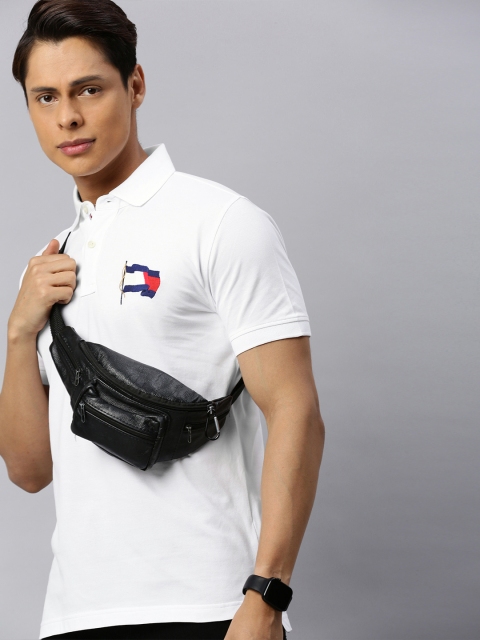 

Tommy Hilfiger Men White Solid Pure Cotton Polo Collar Pure Cotton T-shirt
