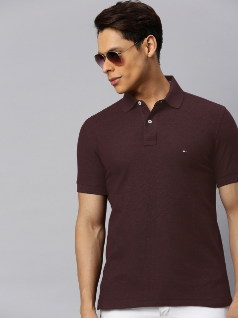 

Tommy Hilfiger Men Brown Solid Polo Collar T-shirt